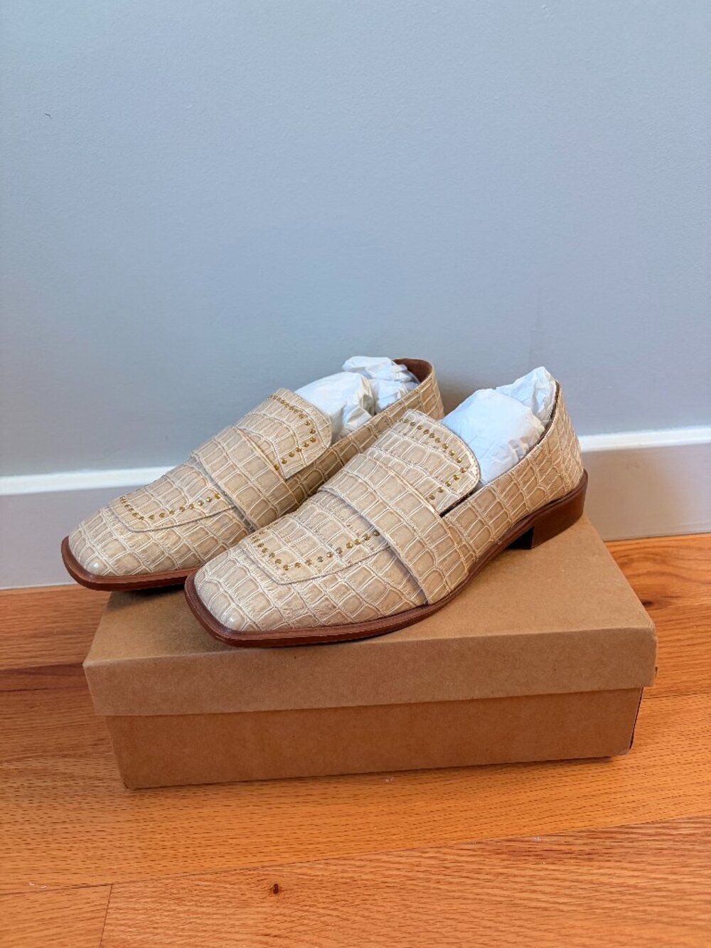 ALOHAS | Wanning Moon Beige Croco Loafers